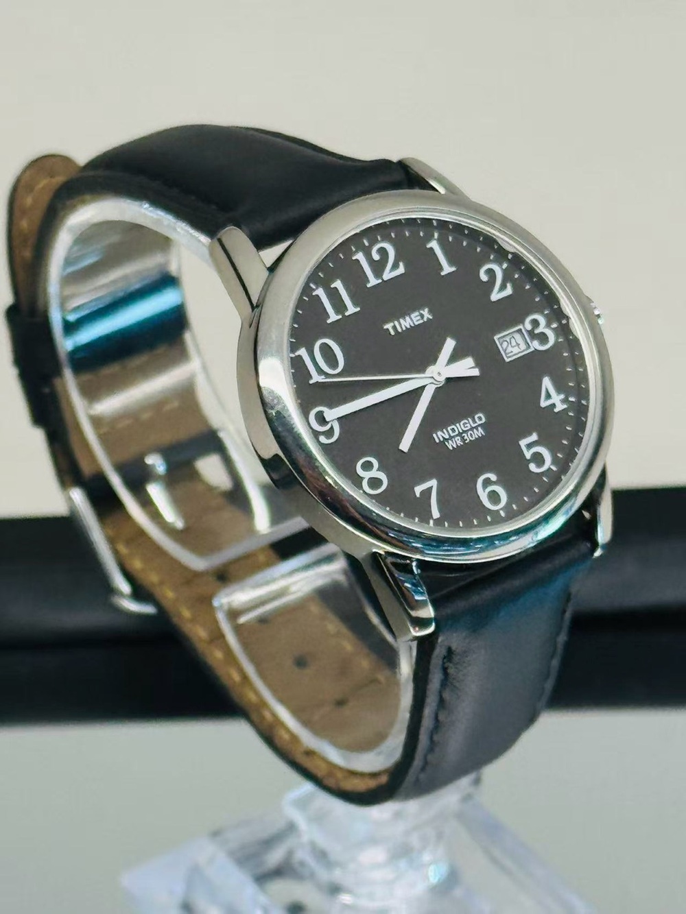 Timex Indiglo Men WR30M Black Dial Quartz Watch 40mm New Battery Works - Picture 2 of 10